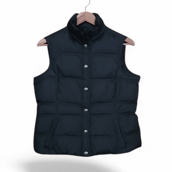Women's Lands End Down Puffer Vest Warm Winter SP 6-8 Black - Picture 2 of 10